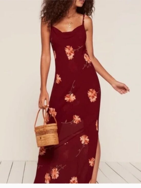Reformation Auburn floral Santiago Maxi Slip Slit Dress - Picture 3 of 12